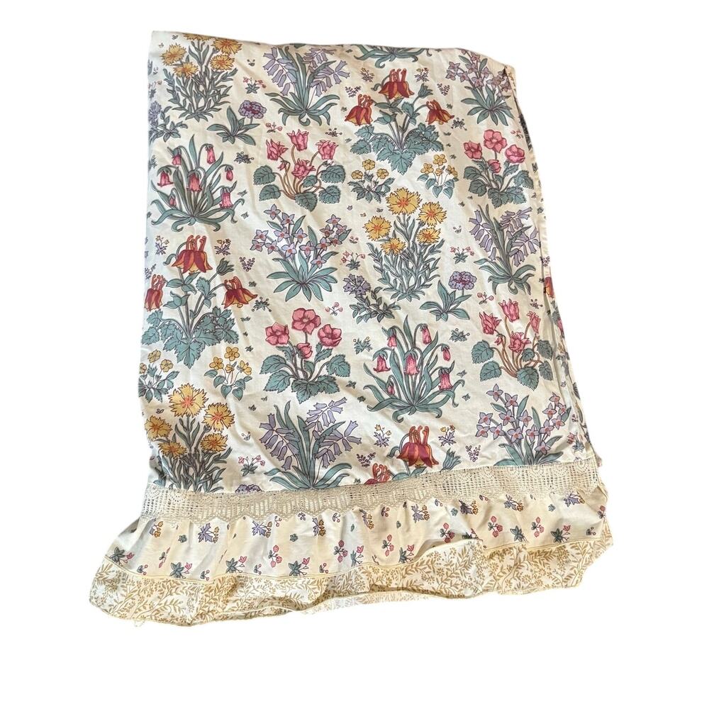 Martex Liberty of London Floral Twin Flat Sheet Ruffle Top Combed Cotton Cottage